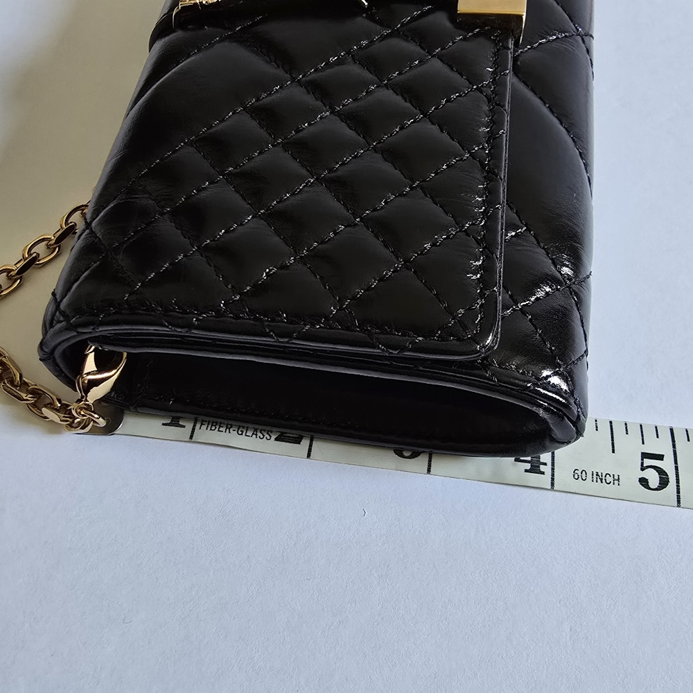 Versace Greca Goddess Mini Quilted Patent Leather Crossbody / Clutch Black - Picture 11 of 13